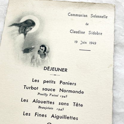 1940s - Two Original French Post-War Menus - Solemn Communion And Wedding - Historic Collectible Dinner Set - French Ephemera Decor