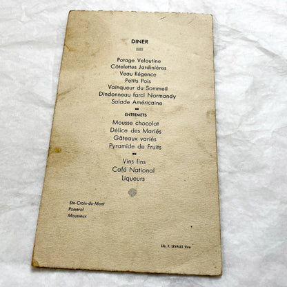 1940s - Two Original French Post-War Menus - Solemn Communion And Wedding - Historic Collectible Dinner Set - French Ephemera Decor
