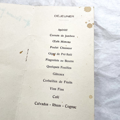 1940s - Vintage French Menu Cards - Elegant Dining Ephemera - Post-War Celebration Memorabilia - Collectible European Printables
