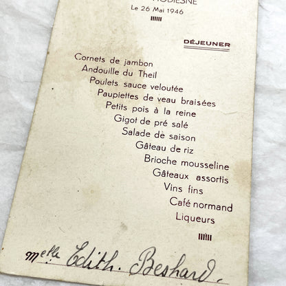 1940s - Vintage French First Communion Menu Set - Post-WWII Historical Event Ephemera - Dining Experience Memorabilia