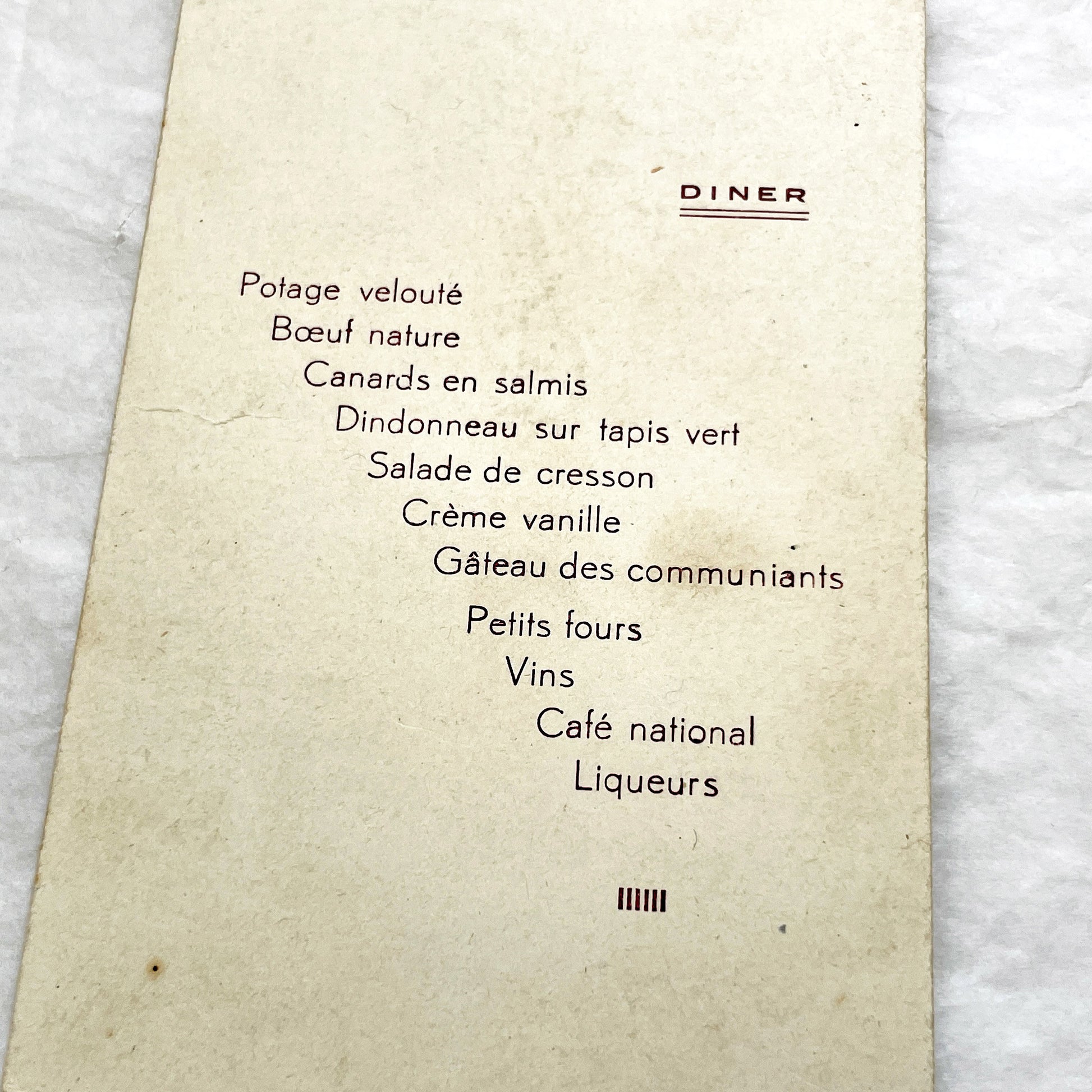 1940s - Vintage French First Communion Menu Set - Post-WWII Historical Event Ephemera - Dining Experience Memorabilia