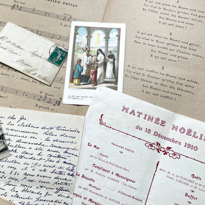 Lot of 20 French historical documents from the 1910s WWI era, including handwritten letters, postcards, and military correspo