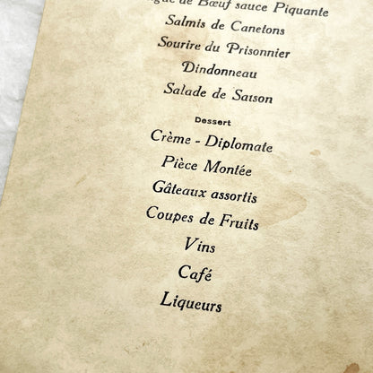 1940s - Vintage French First Communion Menu Set - Post-WWII Historical Event Ephemera - Dining Experience Memorabilia