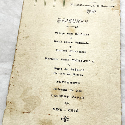 1940s - Historic French Wedding Menu 1943 - World War II Era Culinary Document - Occupied France - Two Antique Dinner Programs
