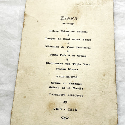 1940s - Historic French Wedding Menu 1943 - World War II Era Culinary Document - Occupied France - Two Antique Dinner Programs