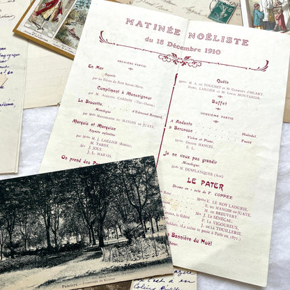Lot of 20 French historical documents from the 1910s WWI era, including handwritten letters, postcards, and military correspo