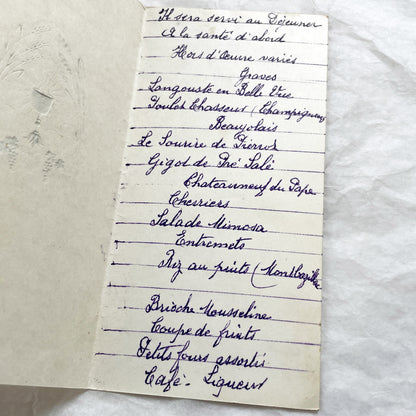 1940s - Historic French Wedding Menu 1943 - World War II Era Culinary Document - Occupied France - Two Antique Dinner Programs