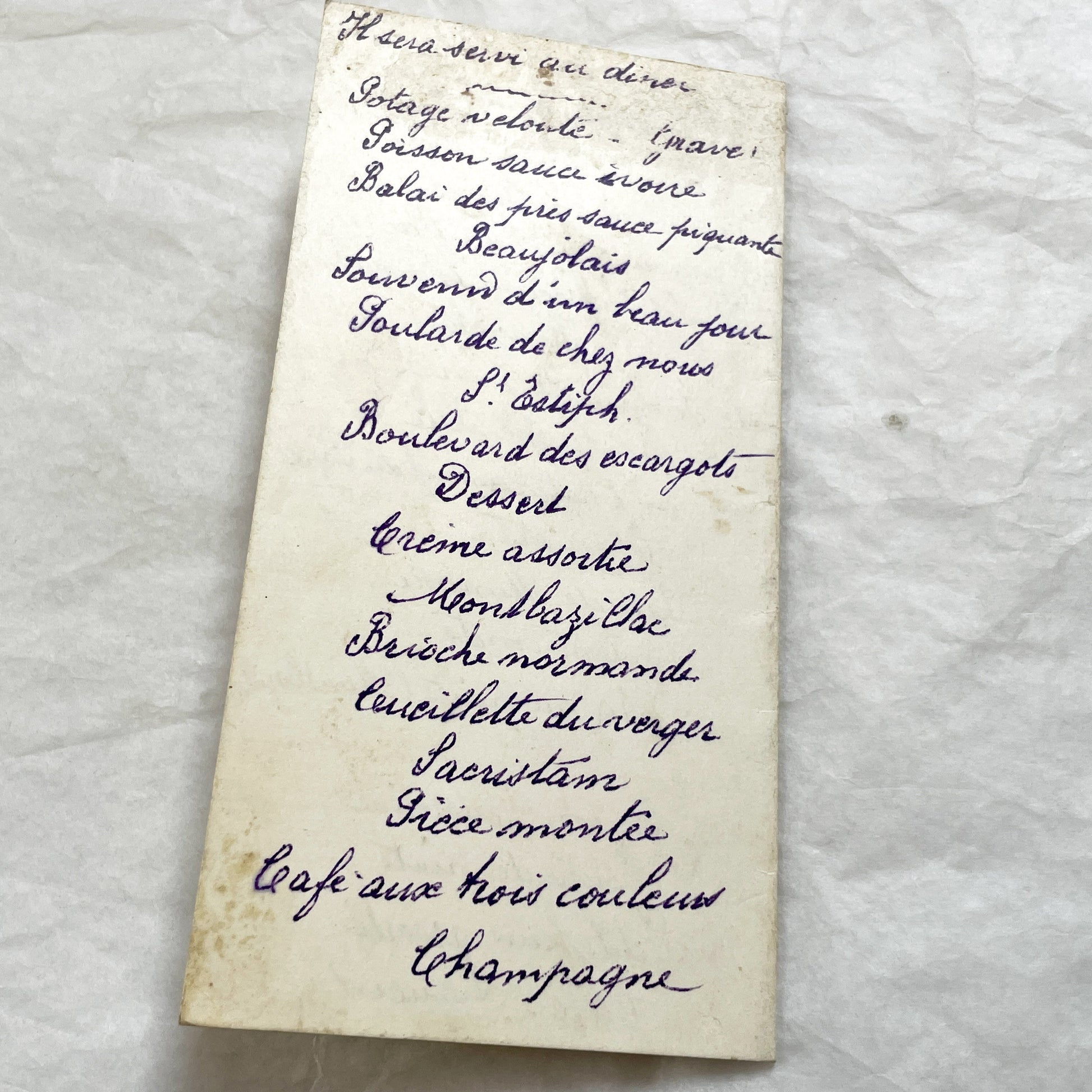 1940s - Historic French Wedding Menu 1943 - World War II Era Culinary Document - Occupied France - Two Antique Dinner Programs