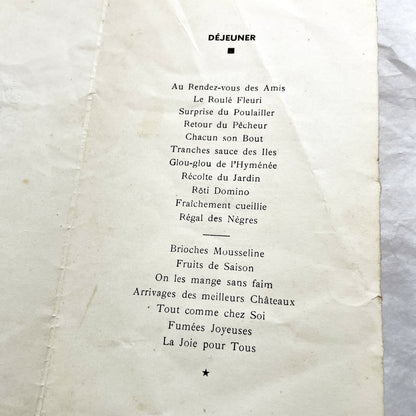 1940s - Vintage French Wedding Menus - Post War Culinary History - Authentic Ephemera - Collectible Dinner Luncheon Cards