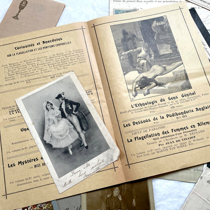1900s Lot of 20 Vintage French Documents & Ephemera featuring letters, postcards, photos, and historical papers.