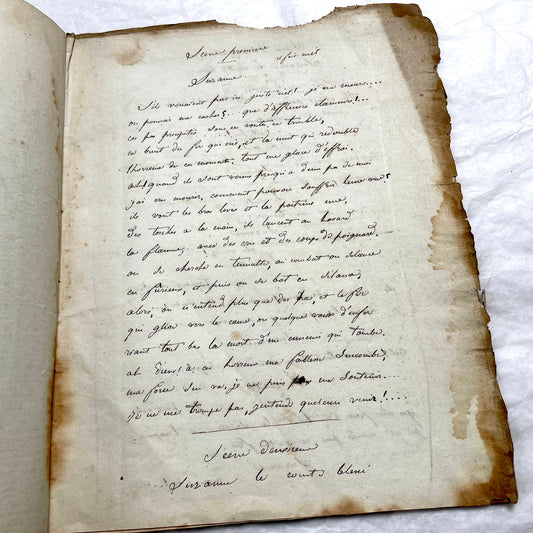 Early 19th Century French handwritten play script featuring elegant cursive on aged paper, a historical literary manuscript.