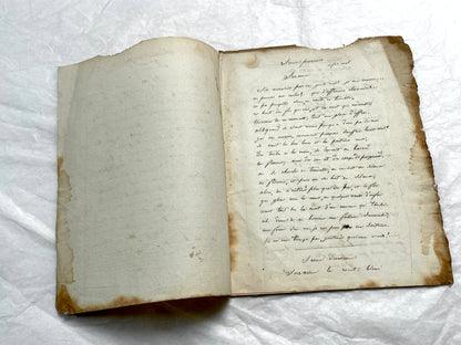 Early 19th Century French handwritten play script featuring elegant cursive on aged paper, a historical literary manuscript.