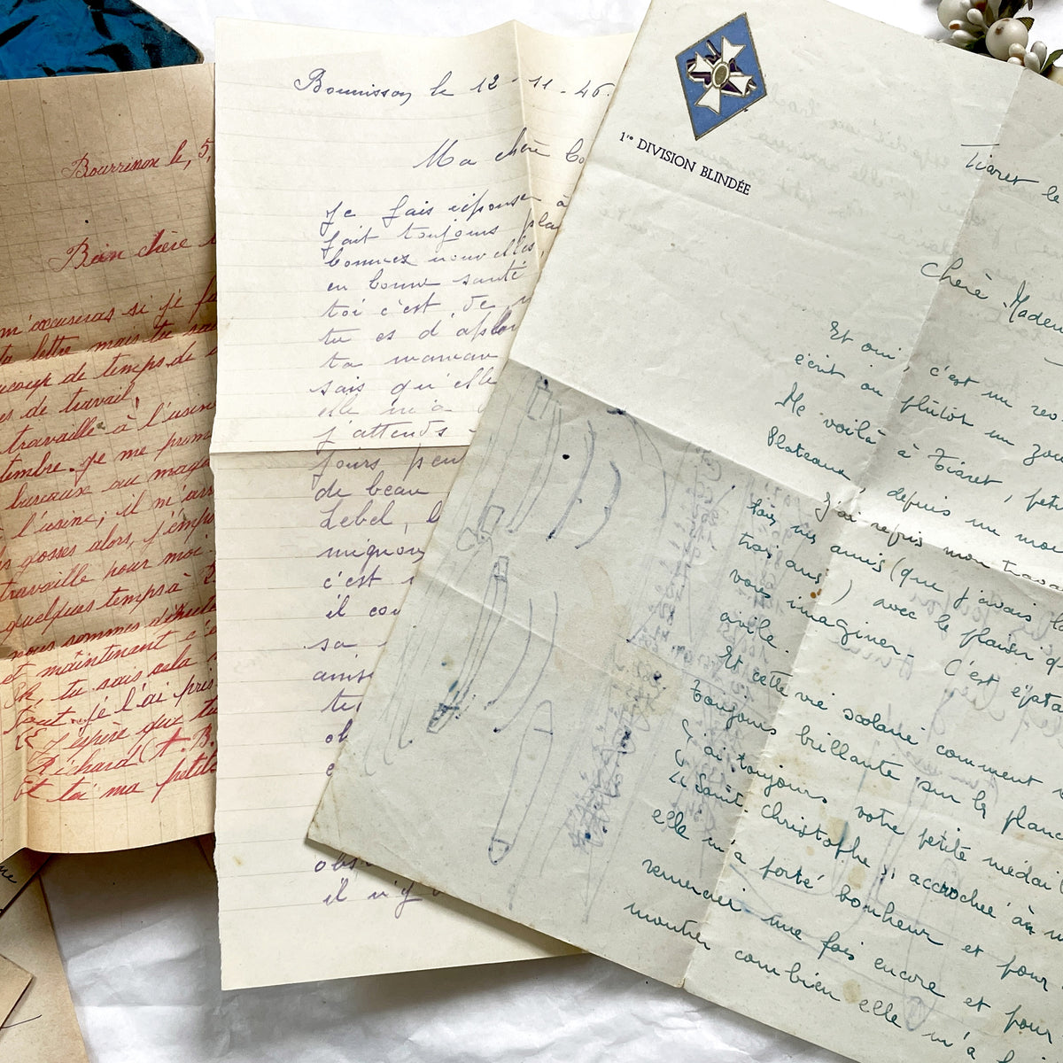1940s - 20 French letters - Bundle of Antique French Letters – Handwritten 1940s Ephemera – Cursive Script, Ink, Mixed Paper Styles