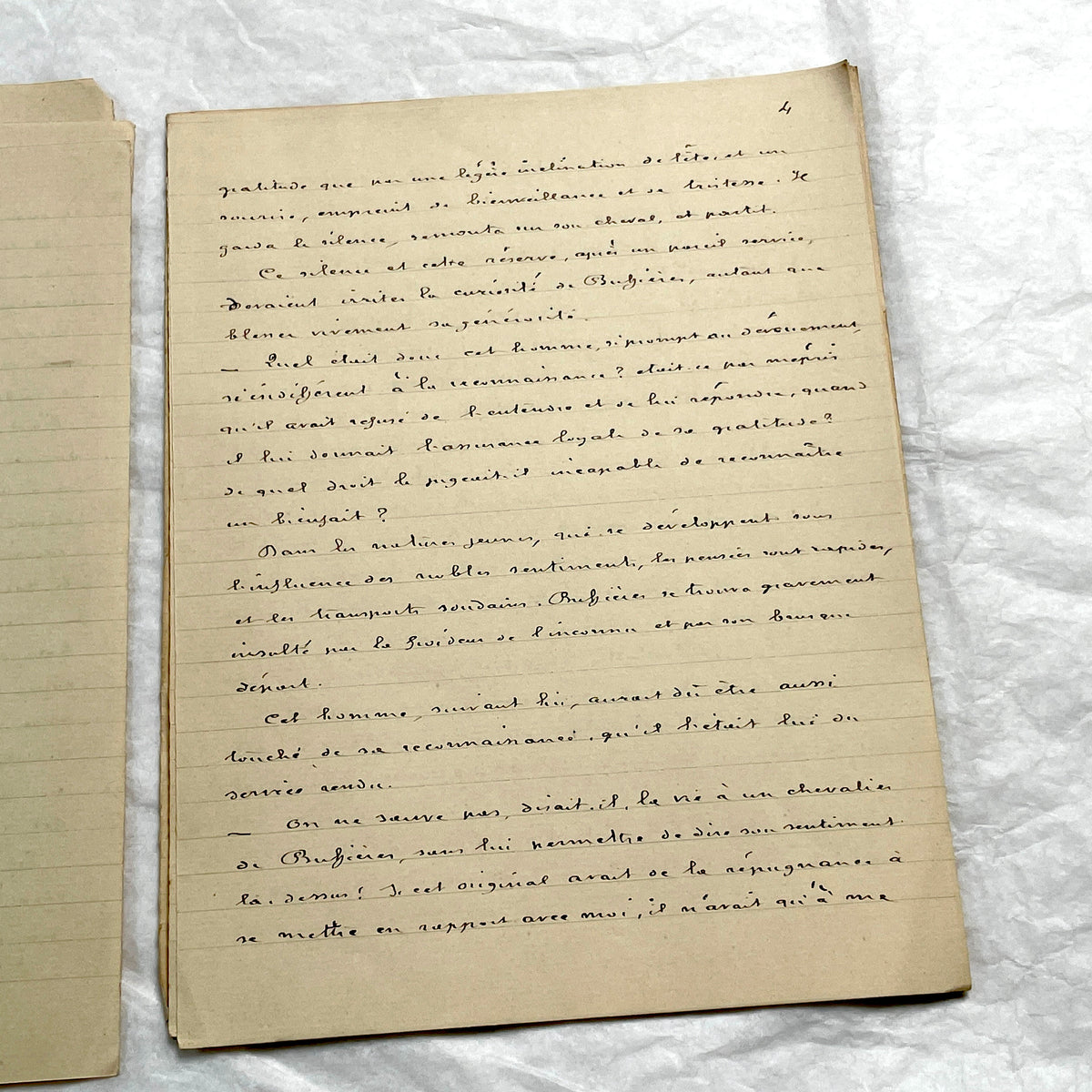 1900s French handwritten manuscript of Antoine de Rochefort historical narrative on aged paper.
