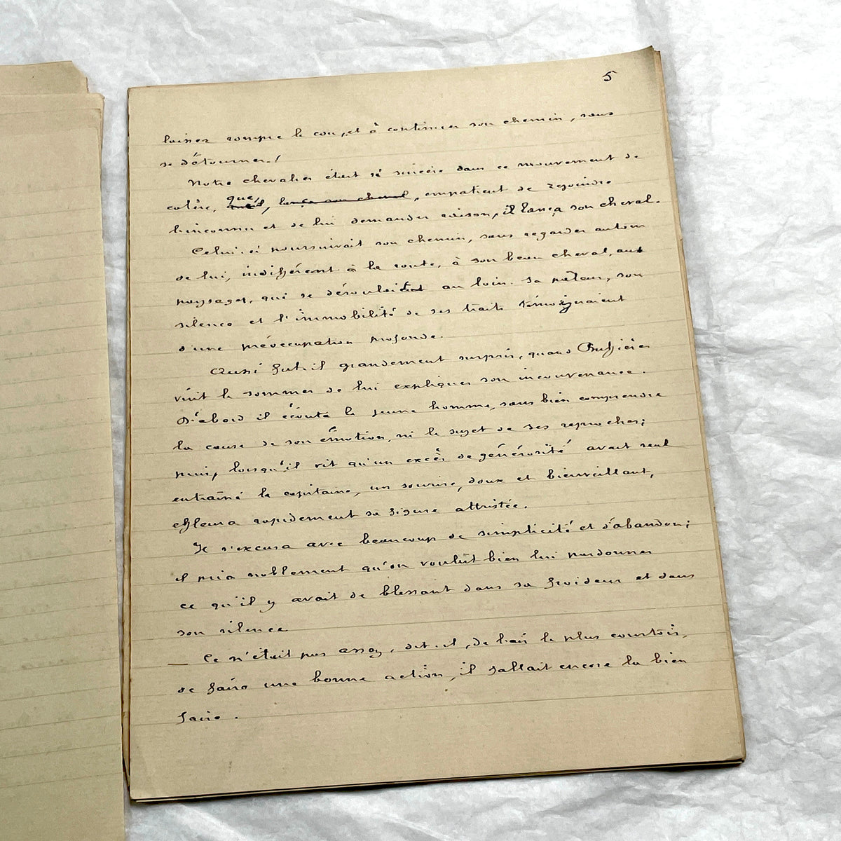 1900s French handwritten manuscript of Antoine de Rochefort historical narrative on aged paper.
