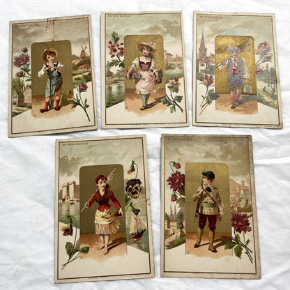 Late 19th - Au Bon Marché Parisian Advertising Cards - Vintage French Chromos - Store Trade Collection - Antique Art Prints - Paris Retail