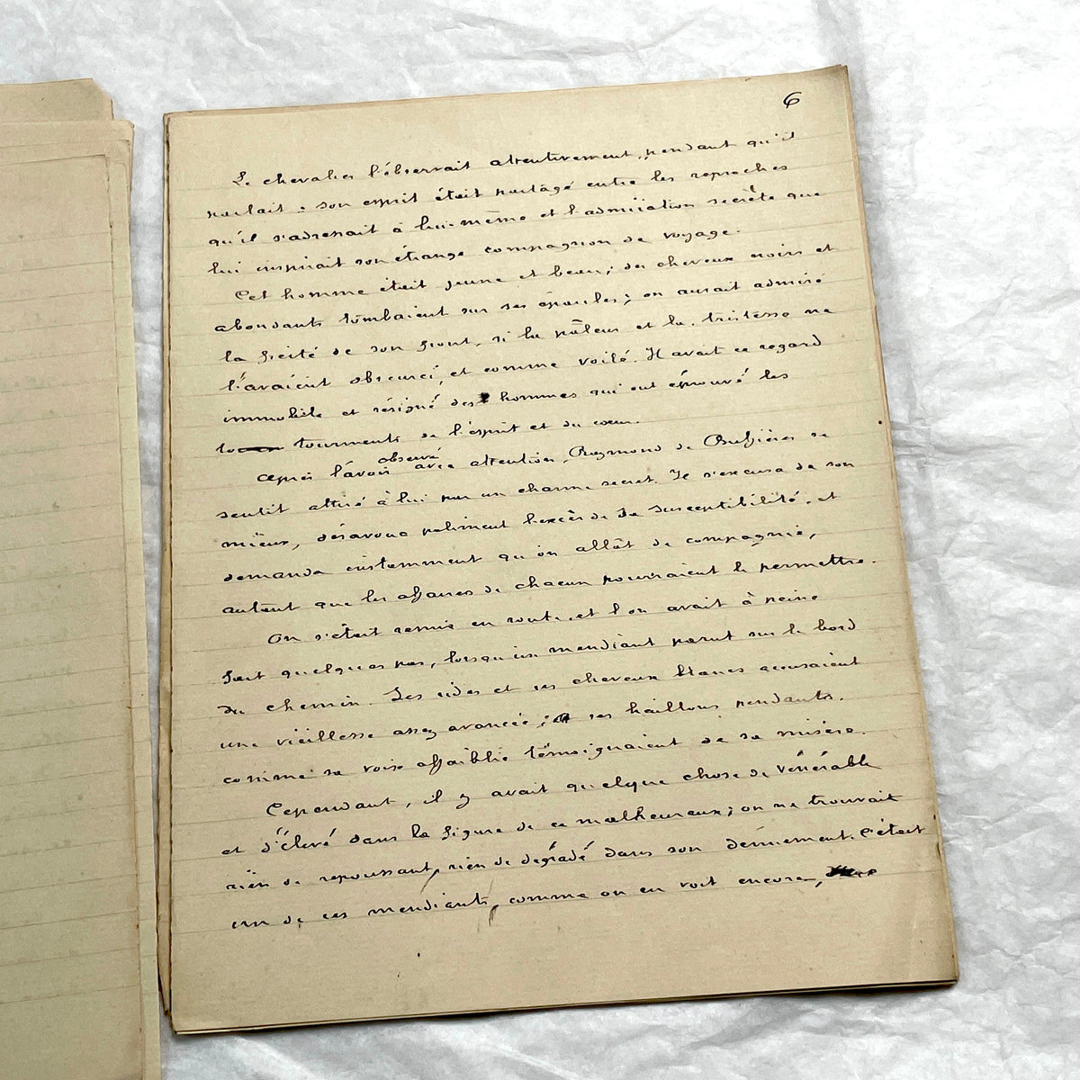 1900s French handwritten manuscript of Antoine de Rochefort historical narrative on aged paper.