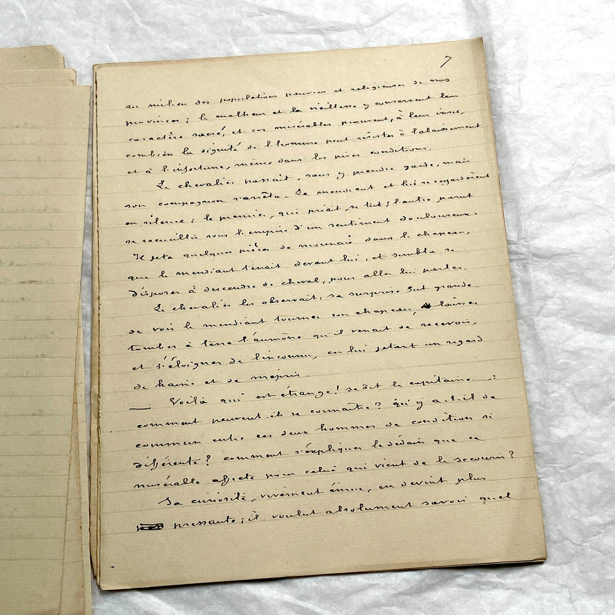 1900s French handwritten manuscript of Antoine de Rochefort historical narrative on aged paper.