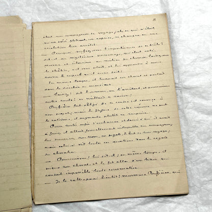 1900s French handwritten manuscript of Antoine de Rochefort historical narrative on aged paper.