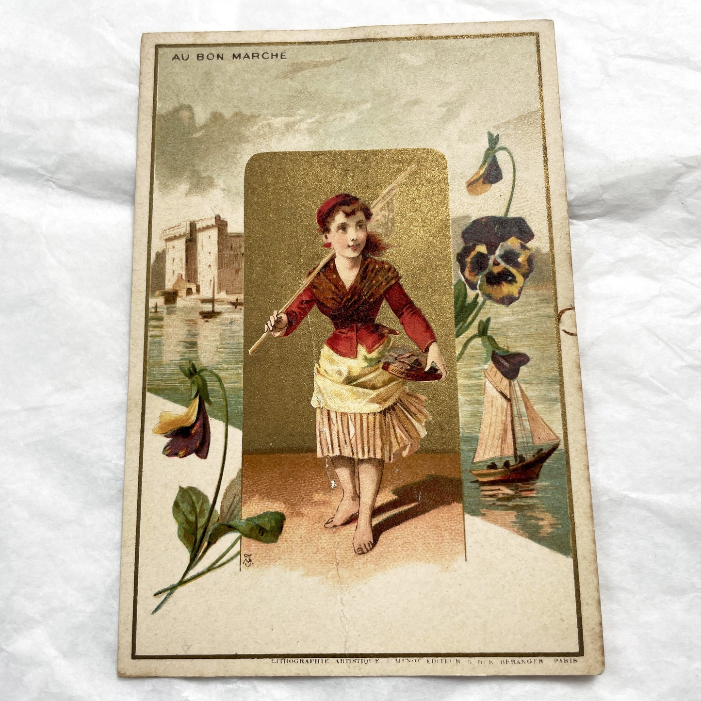 Late 19th - Au Bon Marché Parisian Advertising Cards - Vintage French Chromos - Store Trade Collection - Antique Art Prints - Paris Retail