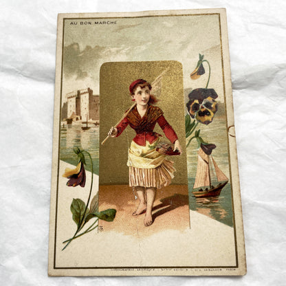 Late 19th - Au Bon Marché Parisian Advertising Cards - Vintage French Chromos - Store Trade Collection - Antique Art Prints - Paris Retail