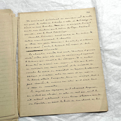 1900s French handwritten manuscript of Antoine de Rochefort historical narrative on aged paper.