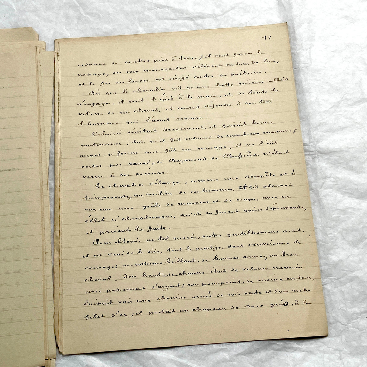 1900s French handwritten manuscript of Antoine de Rochefort historical narrative on aged paper.