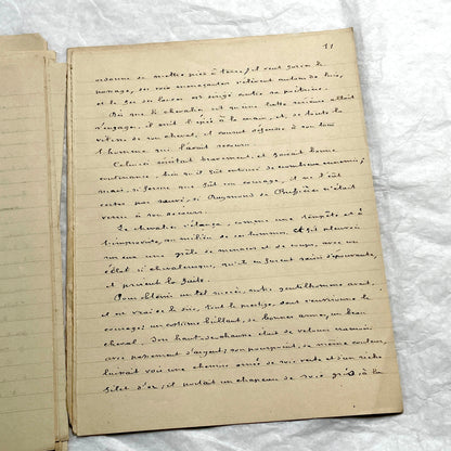 1900s French handwritten manuscript of Antoine de Rochefort historical narrative on aged paper.