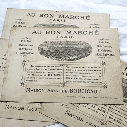 Late 19th - Au Bon Marché Parisian Advertising Cards - Vintage French Chromos - Store Trade Collection - Antique Art Prints - Paris Retail