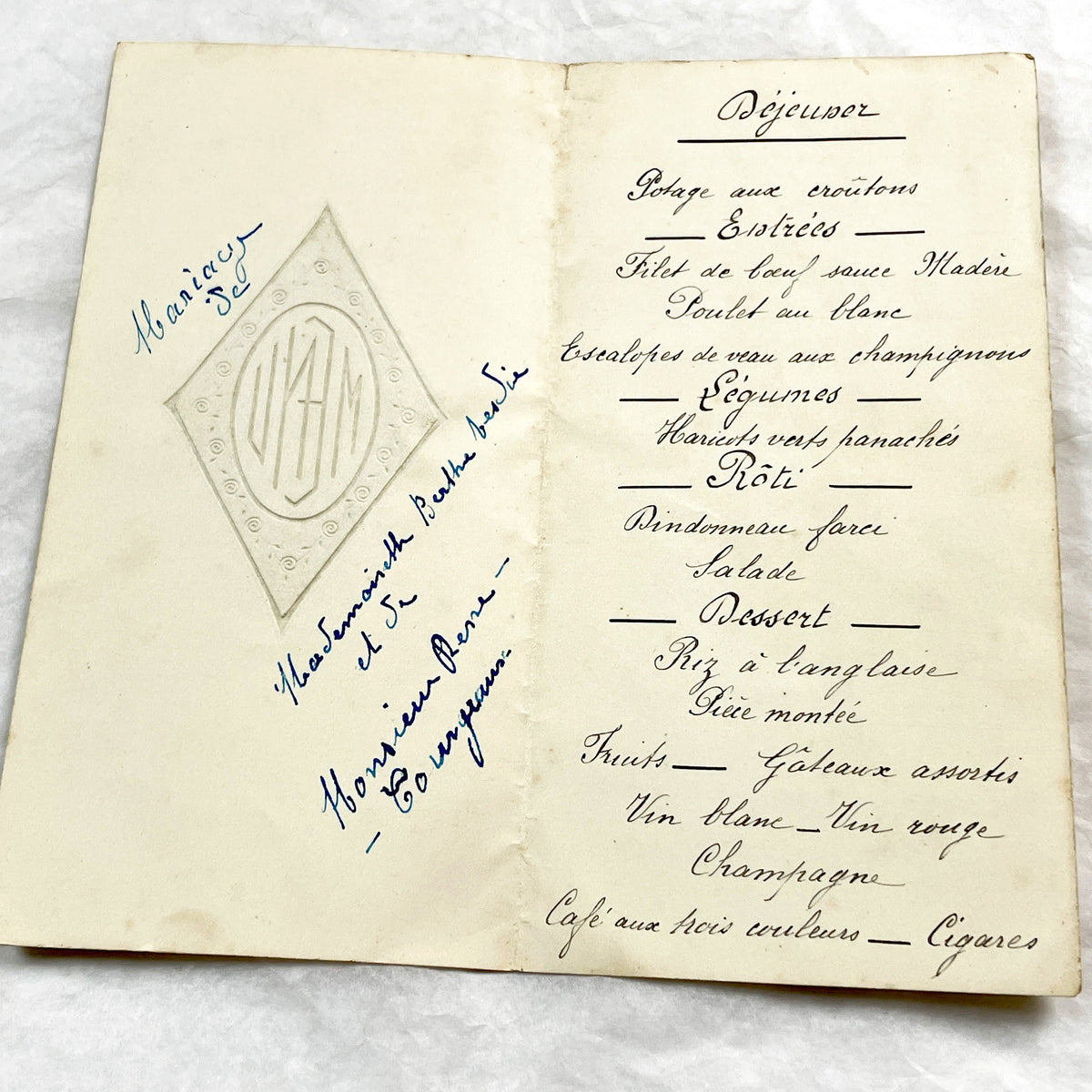 1930s - Vintage French Menu Card - Elegant Dining Ephemera - September 1933 - Historic European Cuisine Collectible