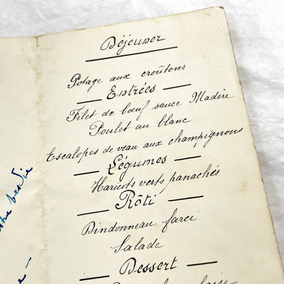 1930s - Vintage French Menu Card - Elegant Dining Ephemera - September 1933 - Historic European Cuisine Collectible