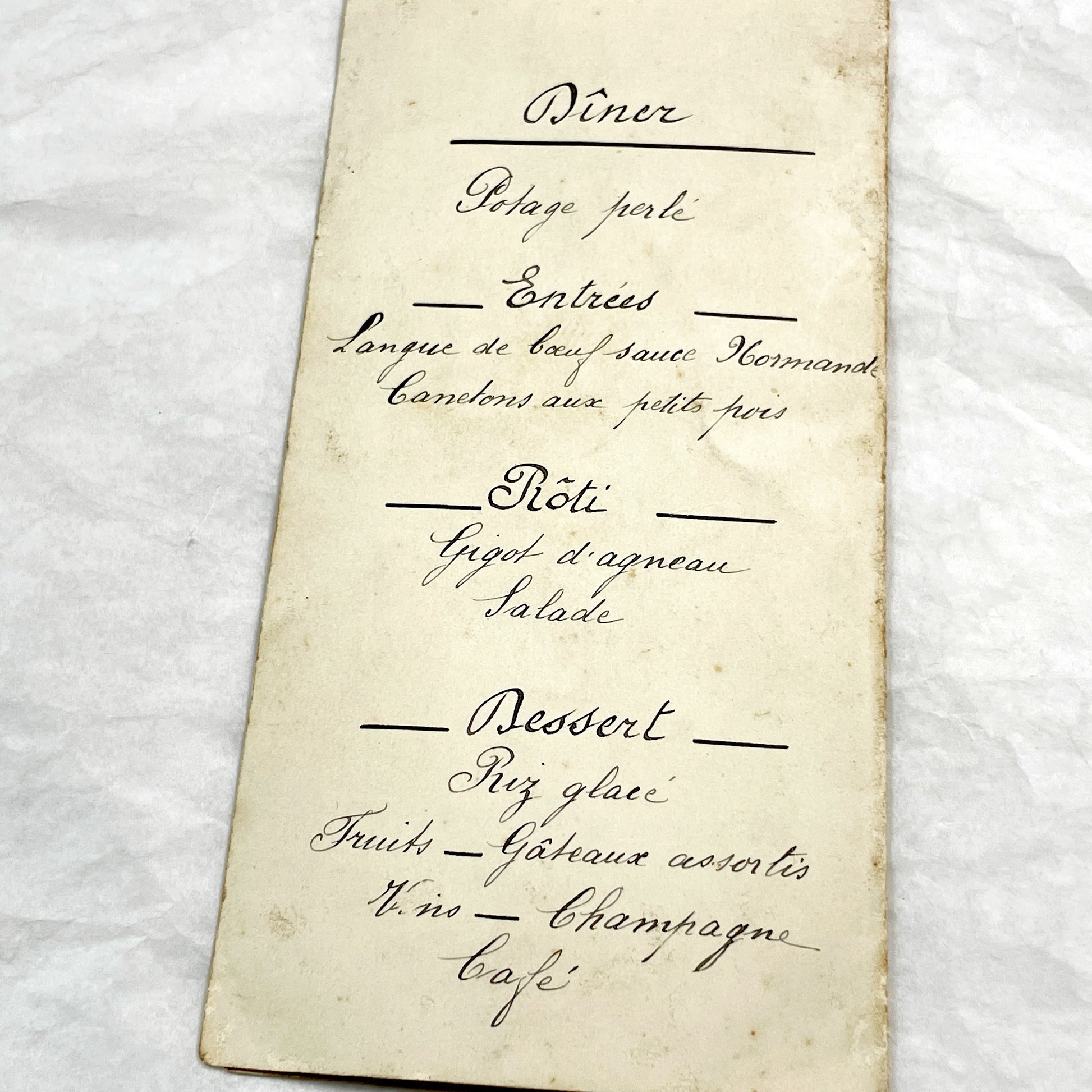 1930s - Vintage French Menu Card - Elegant Dining Ephemera - September 1933 - Historic European Cuisine Collectible
