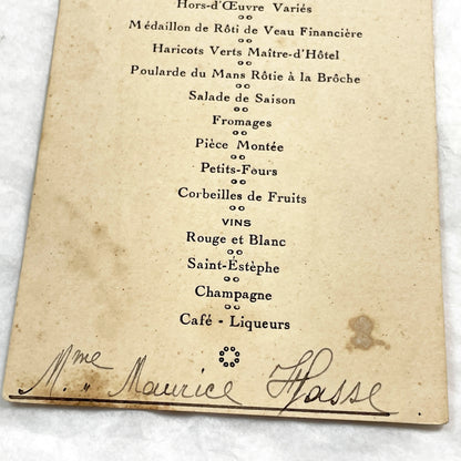 1930s - Vintage French First Communion Menu - Dinner Document - Unique Ephemera - 1935 Family Event - Collectible Paper