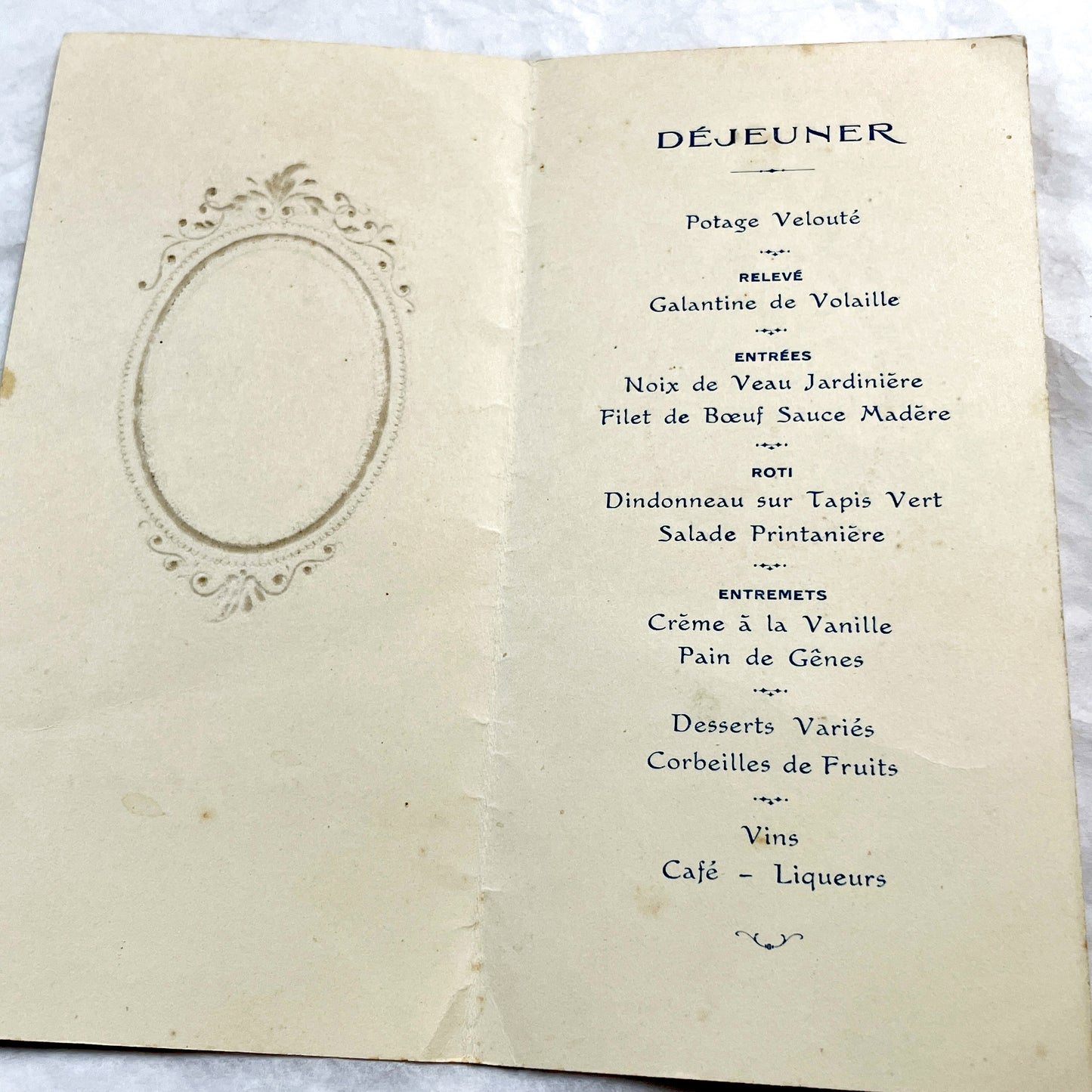 1930s - Vintage French First Communion Menu Card - 1932 Religious Ceremony - Angel Illustration - Antique Collectible