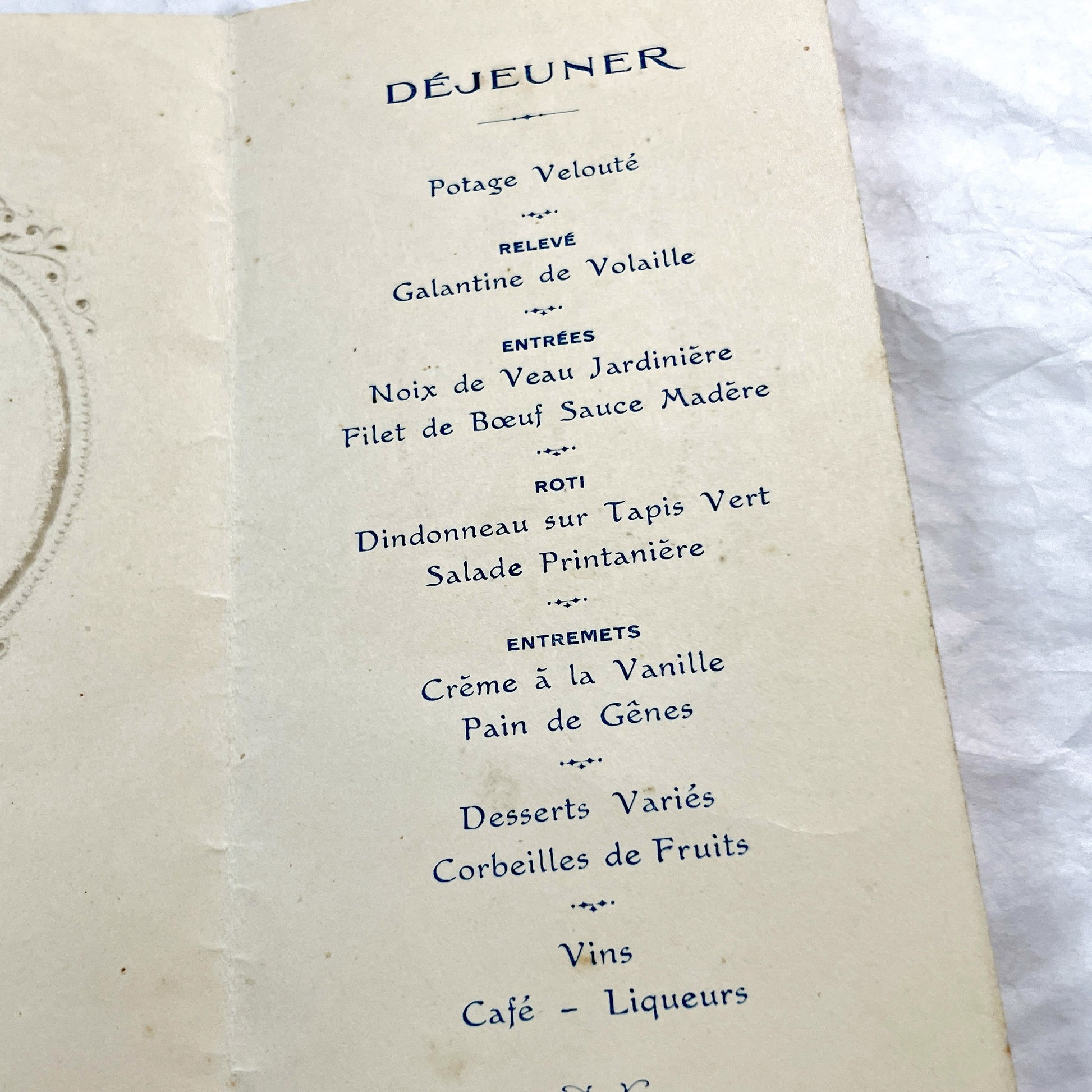 1930s - Vintage French First Communion Menu Card - 1932 Religious Ceremony - Angel Illustration - Antique Collectible