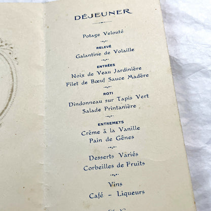 1930s - Vintage French First Communion Menu Card - 1932 Religious Ceremony - Angel Illustration - Antique Collectible
