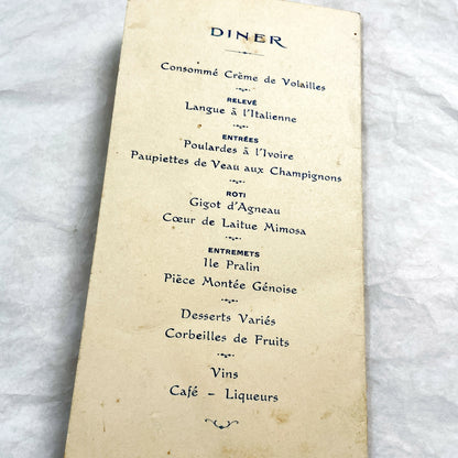 1930s - Vintage French First Communion Menu Card - 1932 Religious Ceremony - Angel Illustration - Antique Collectible