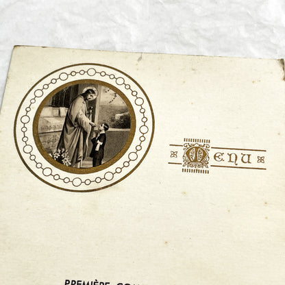 1930s - Vintage First Communion Menu - 1939 French Religious Sacrament Document - Elegant Dinner Luncheon Program Historical Collectible