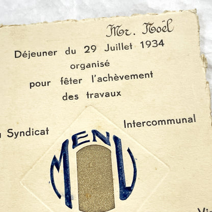 1930s - Vintage French Electrification Lunch Menu - 934 - Historic Normandy - Deluxe Dinner Program