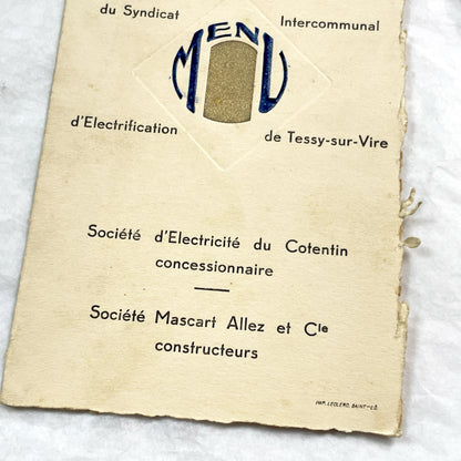 1930s - Vintage French Electrification Lunch Menu - 934 - Historic Normandy - Deluxe Dinner Program