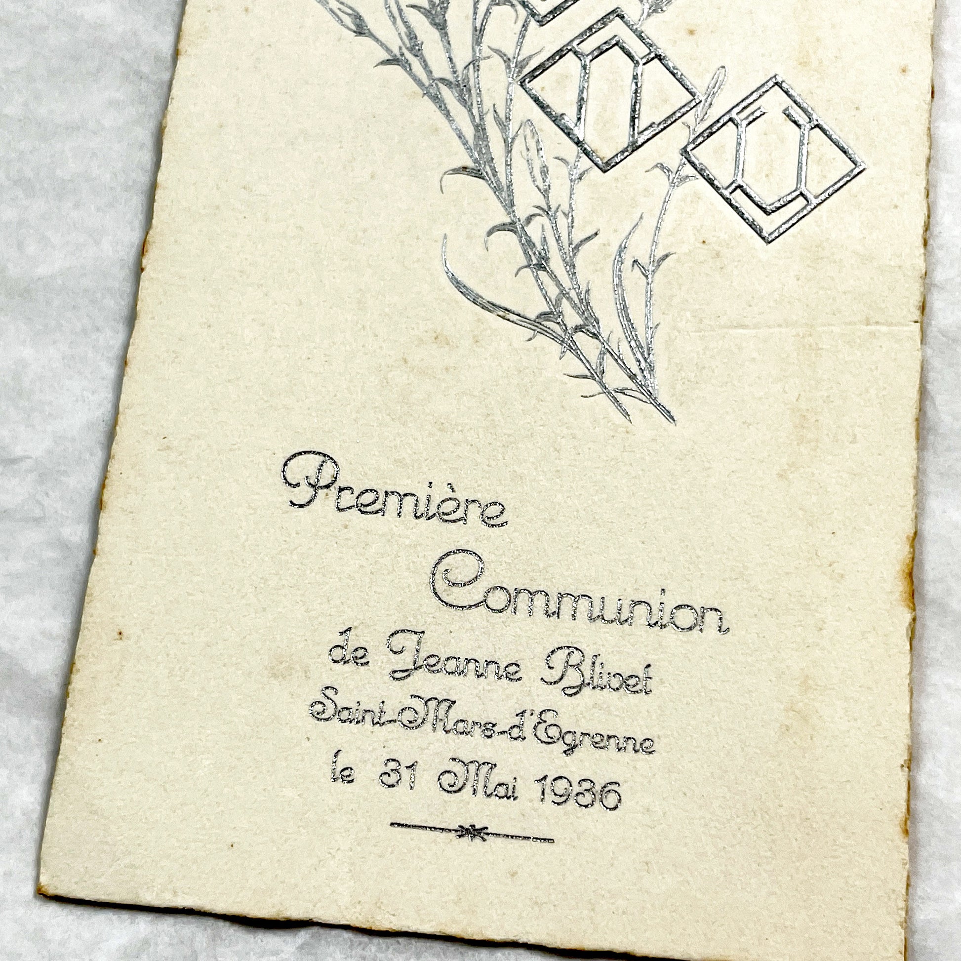1930s - Vintage French First Communion Menu Card - 1936 - Religious Ephemera - Antique Dinner Program