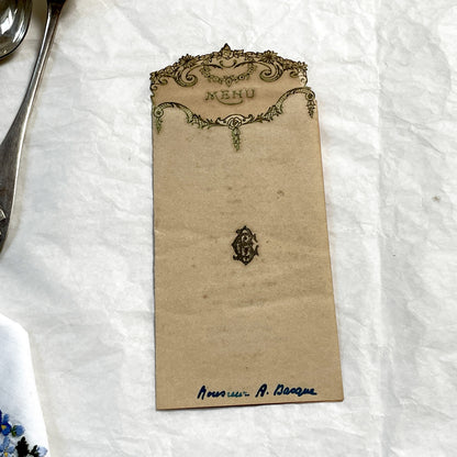 1920s - Vintage French Dinner Menu - Ornate Art Nouveau Floral Design - 1927 Document - Elegant Cuisine - France Collectible