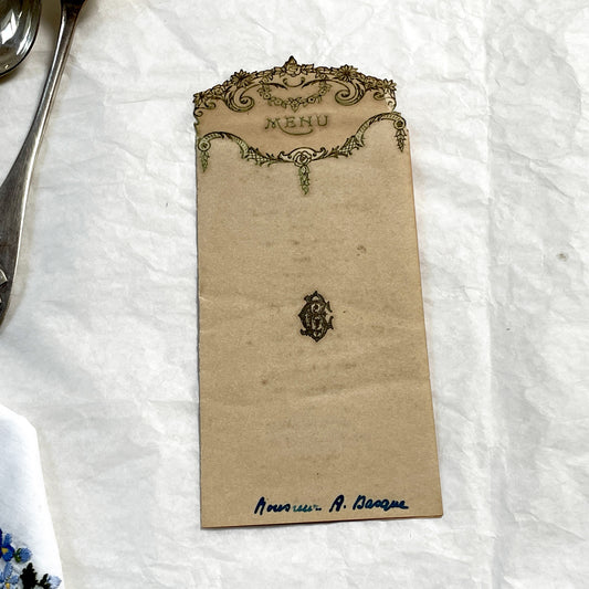 1920s - Vintage French Dinner Menu - Ornate Art Nouveau Floral Design - 1927 Document - Elegant Cuisine - France Collectible