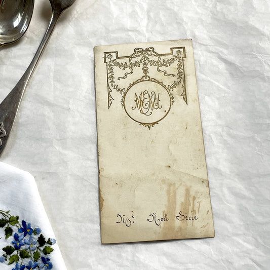 1920s - Vintage French Dinner Menu Card - Gilded Art Deco Motif - Grand Hotel Fine Dining Experience - 1928 - Collectible Ephemera History
