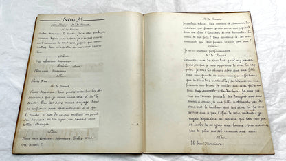 Late 19th century French play manuscript, 'Acte 2,' featuring elegant handwritten text on aged paper, a piece of theater hist