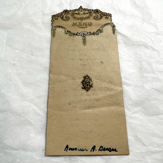 1920s - Vintage French Dinner Menu - Ornate Art Nouveau Floral Design - 1927 Document - Elegant Cuisine - France Collectible