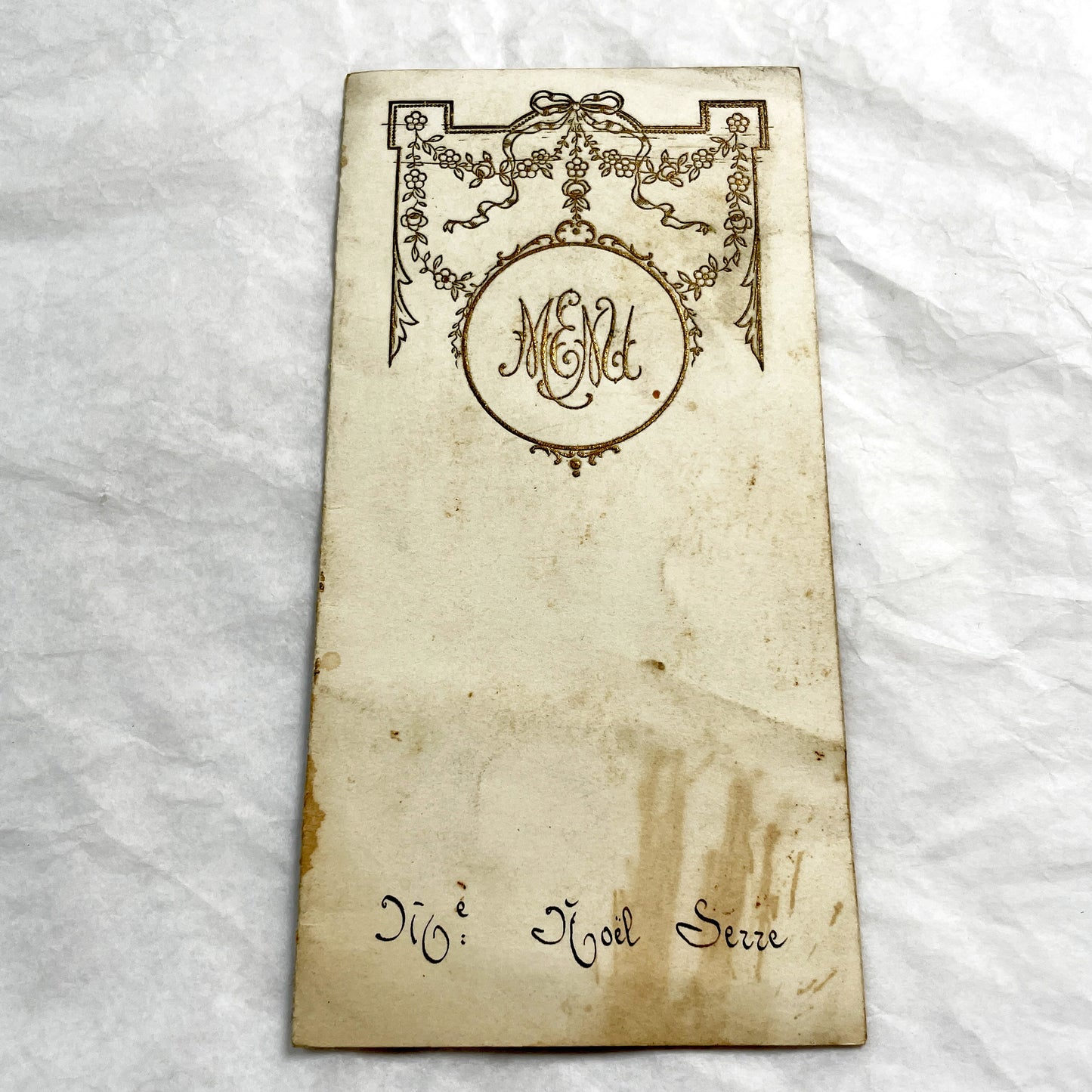 1920s - Vintage French Dinner Menu Card - Gilded Art Deco Motif - Grand Hotel Fine Dining Experience - 1928 - Collectible Ephemera History