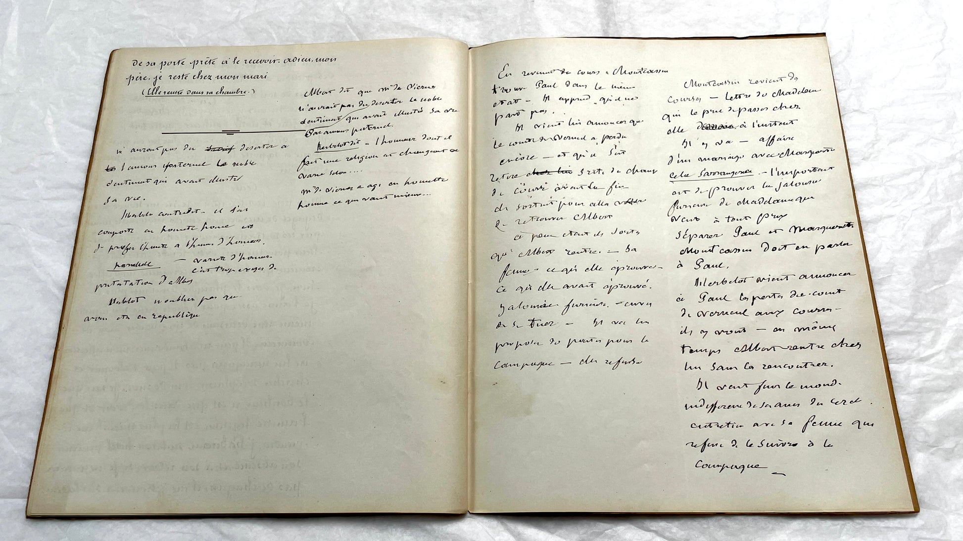 1930s French play script manuscript showing 'Acte 5ème' and handwritten text for a theater scene.