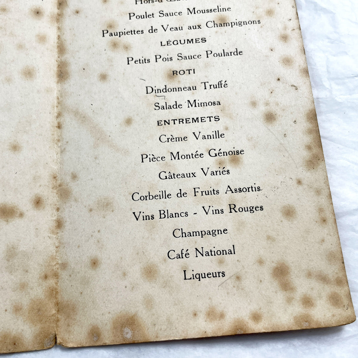 1920s - Antique French Menu 1928 February 18 - Formal Dinner Program Historical Collectible Ephemera Vintage Elegant Supper Card
