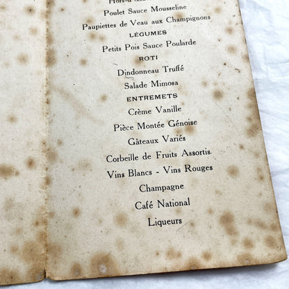 1920s - Antique French Menu 1928 February 18 - Formal Dinner Program Historical Collectible Ephemera Vintage Elegant Supper Card